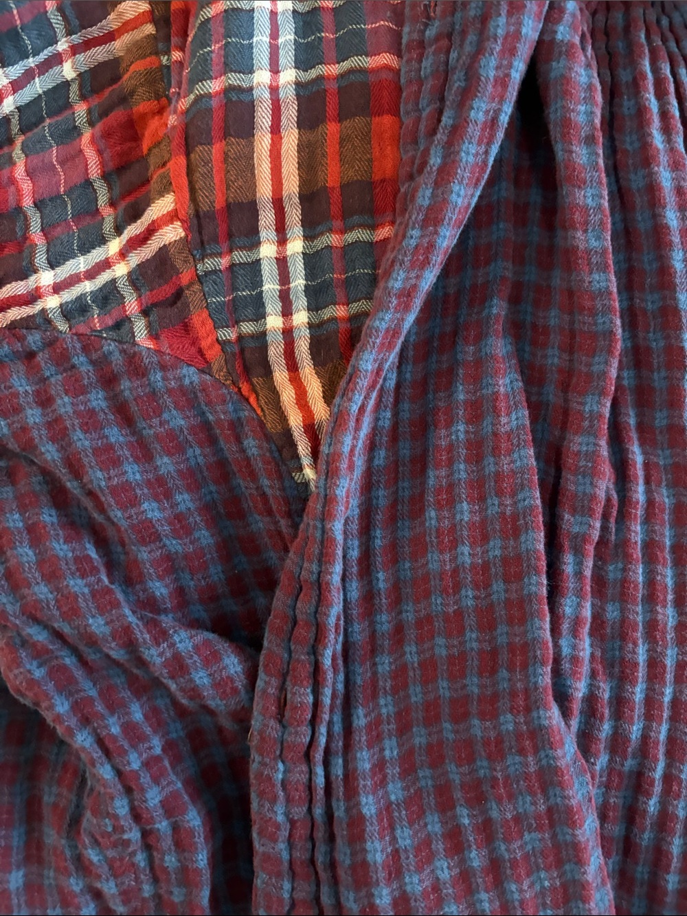 Free People Red and Navy Plaid Button-Down Shirt - Picture 5 of 8